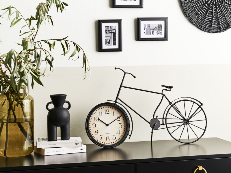 Zegar stołowy dekoracja 37 cm metalowy czarny
