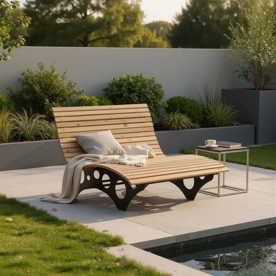 HOME DELUXE wave houten ligstoel TAIGA - 150 cm