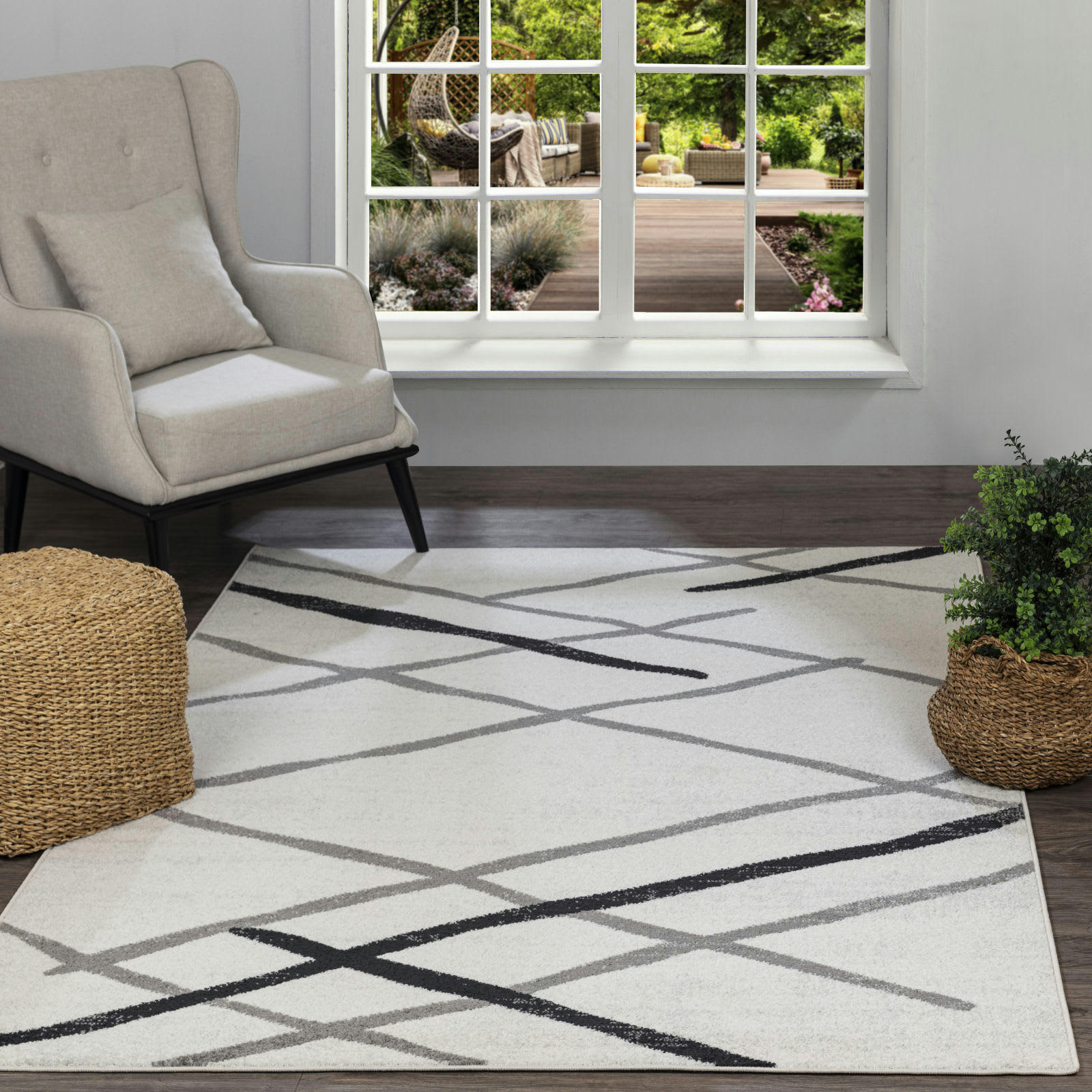 FELICIA - Tapis Scandinave Wabi-Sabi Blanc/Gris 120x170