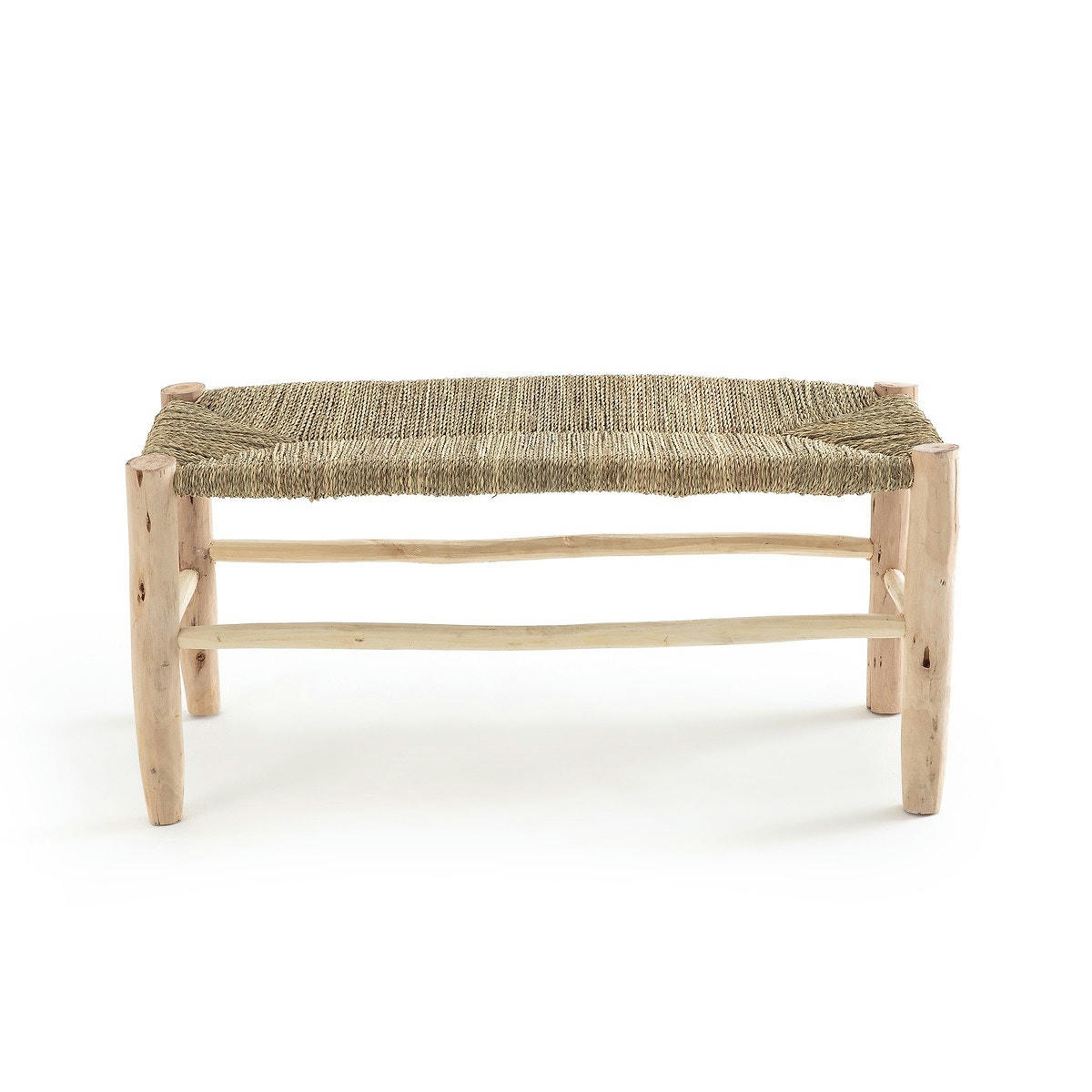 Banc GHADA, en bois de saule brut et doum tressé