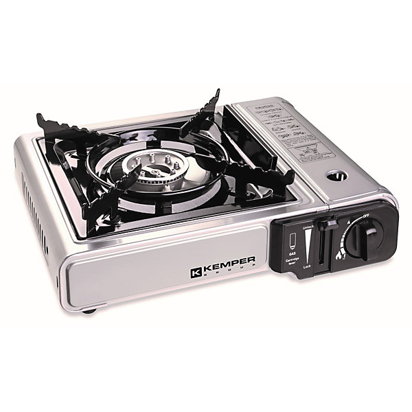Barbecue gaz Grill 2en1 Réchaud gaz piézo 2200 W   8 cartouches gaz butane KEMPER