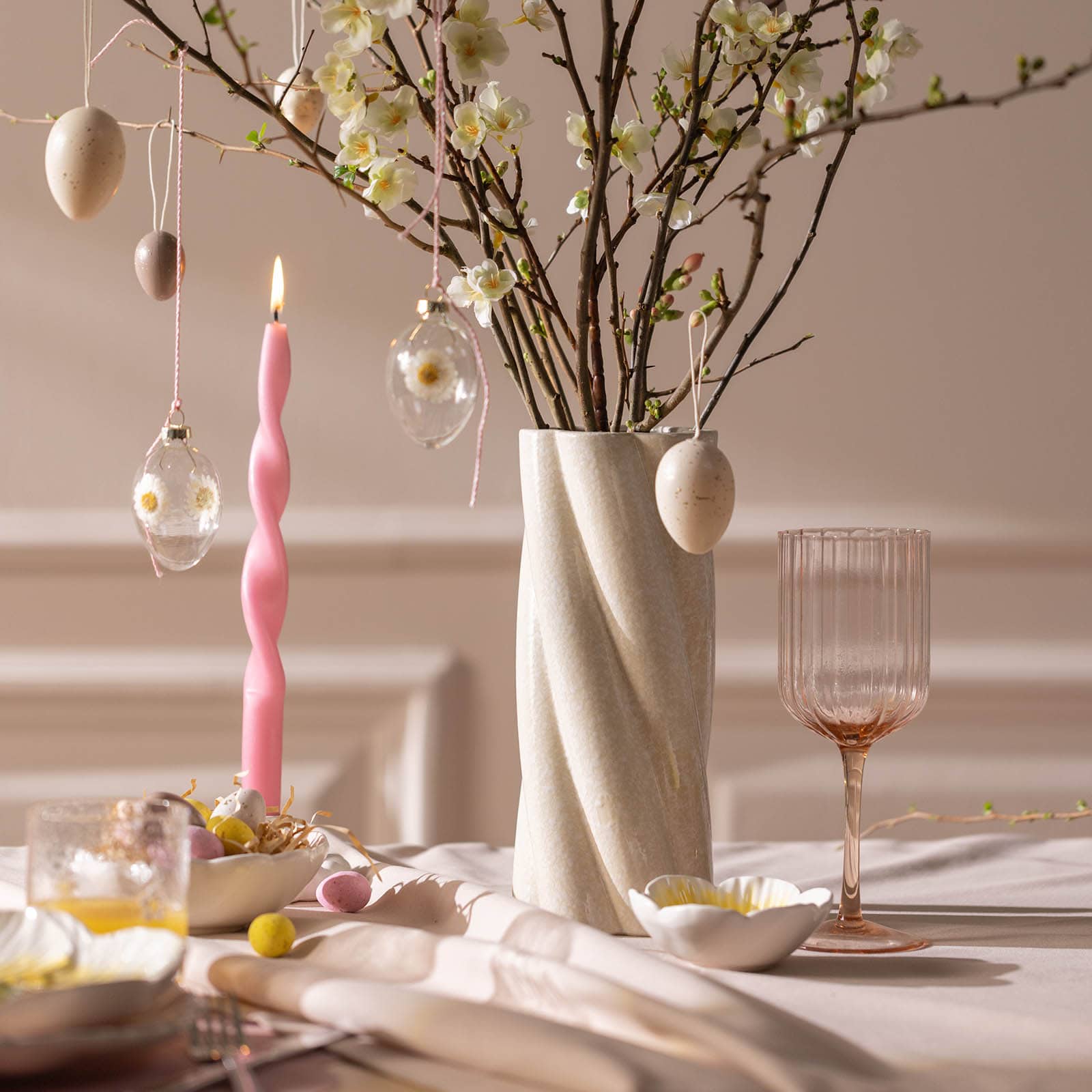 Vase Twist Beige, ⌀ 10.5 cm, H 270 mm