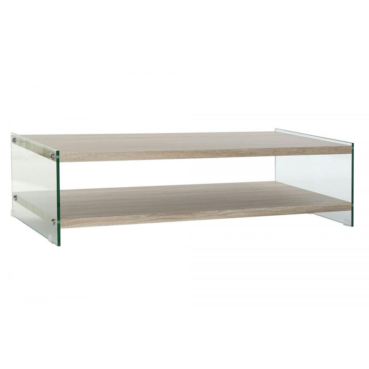 MODERNE - Table basse moderne bois MDF et verre trempé 130x65x35,5cm