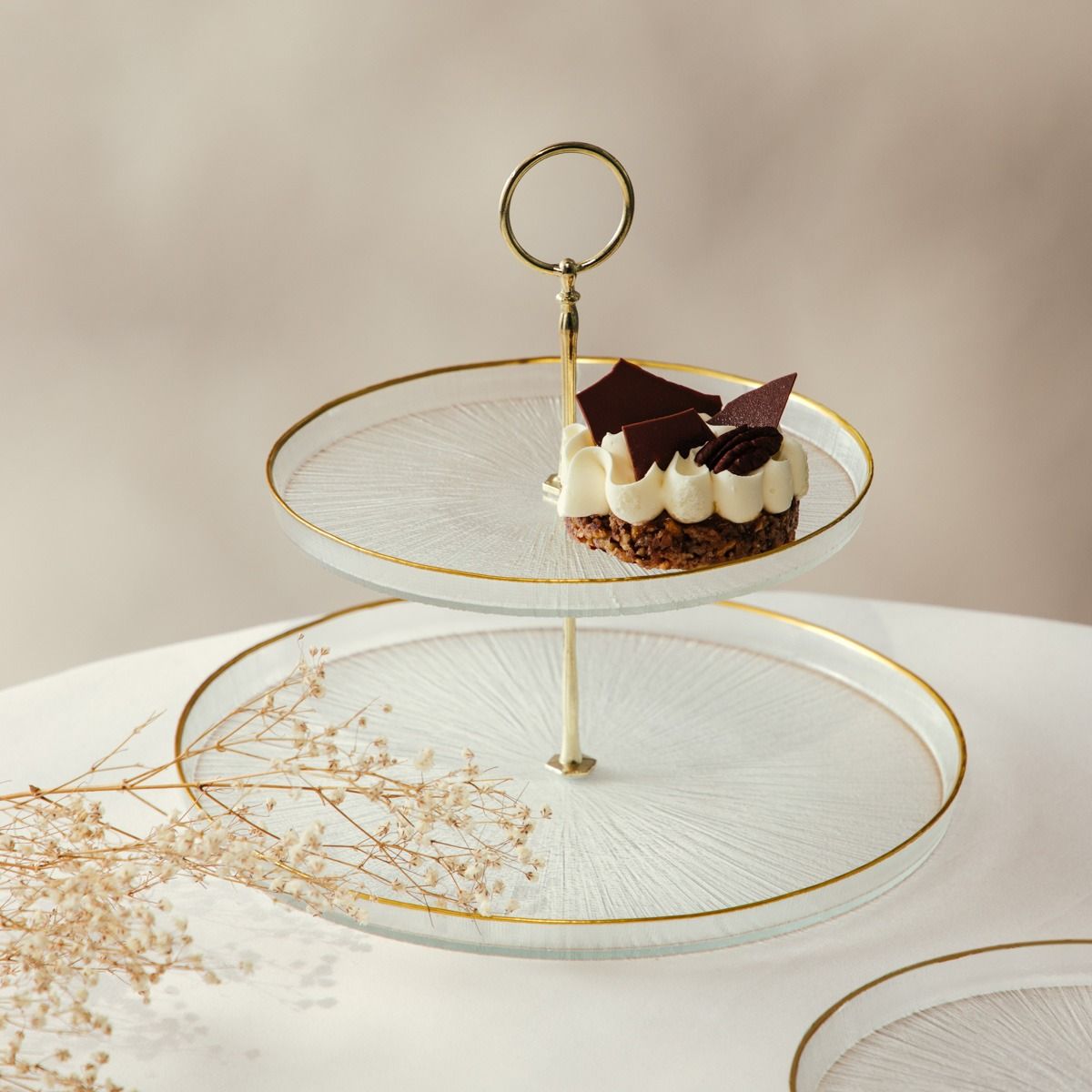 Patera MONZE dwupoziomowa transparentna 21 cm, 28 cm