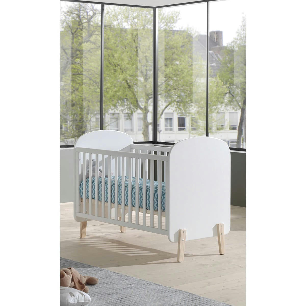 KIDDY - Lit bébé 60x120 sommier inclus blanc