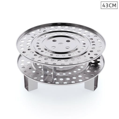 SOGA 2X Stainless Steel Steamer Insert Stock Pot Steaming Rack 43cm