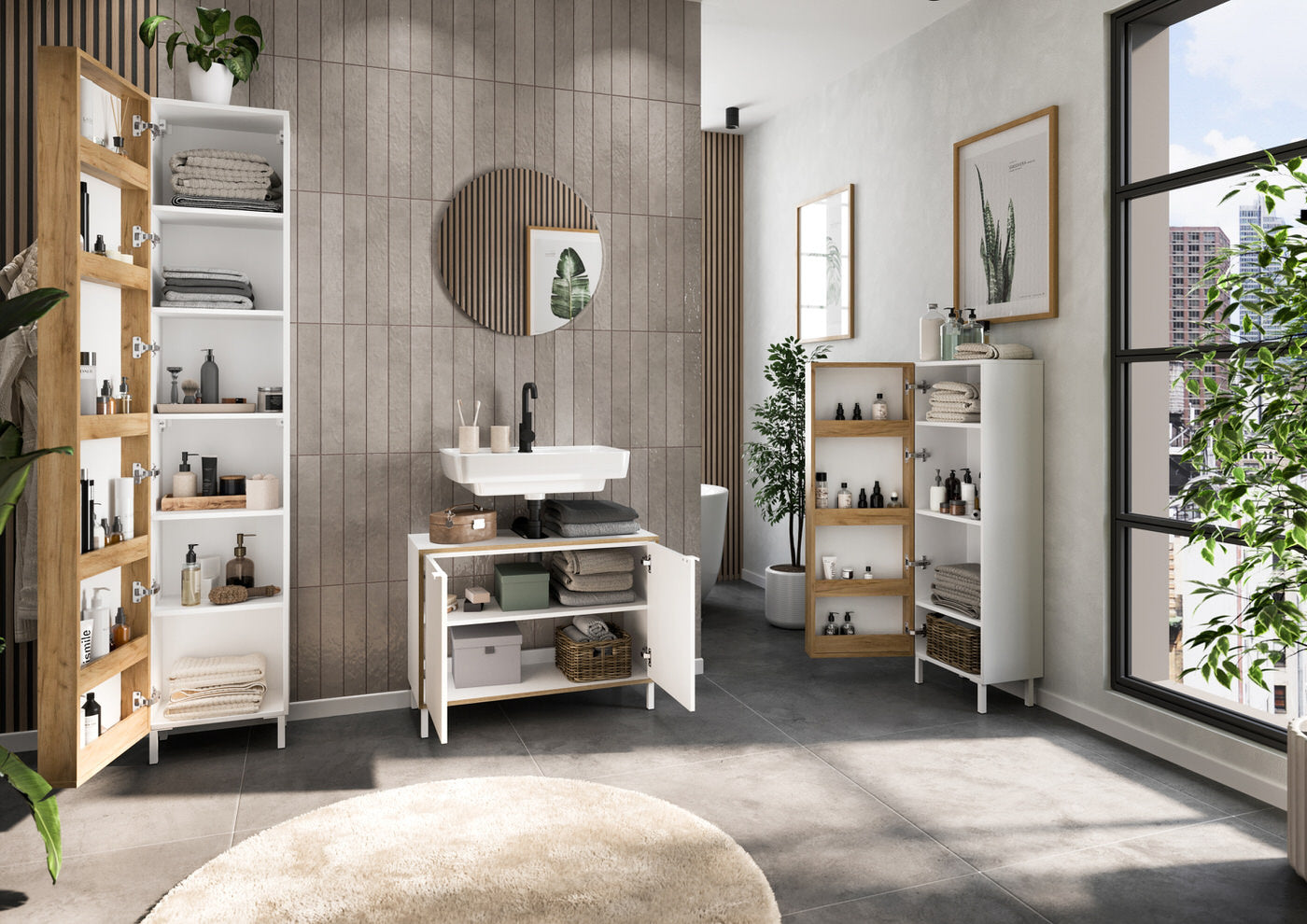 Germania Topeka Wit   Eiken Badmeubel Set Drie