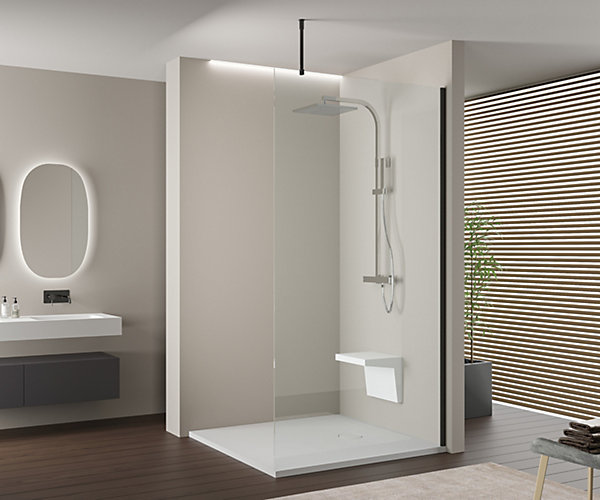 Barre de fixation plafond pour paroi douche à l'italienne épaisseur 8 à 10 mm- Noir mat