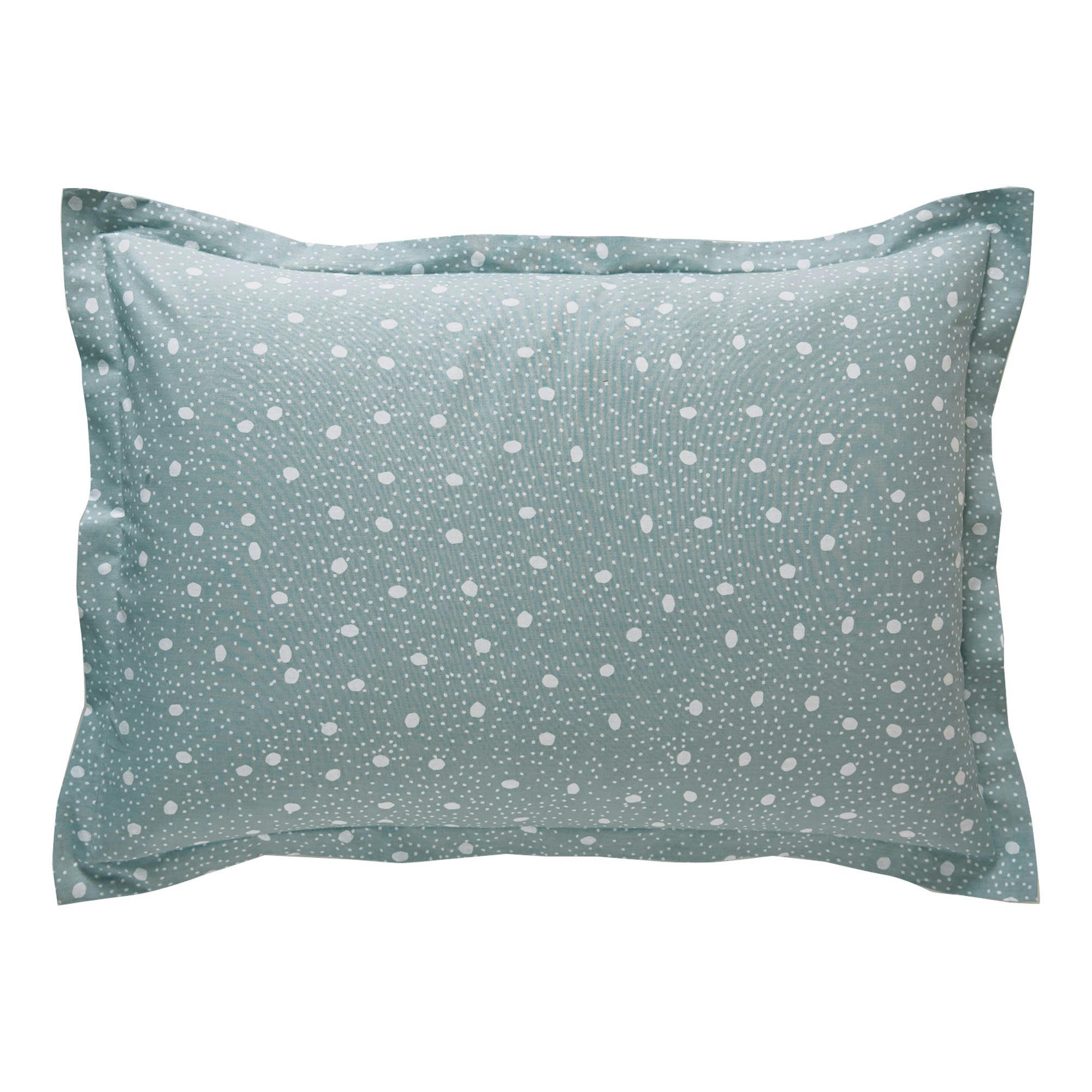 JARDIN ZEN - Taie volant 63x63 bleu en coton