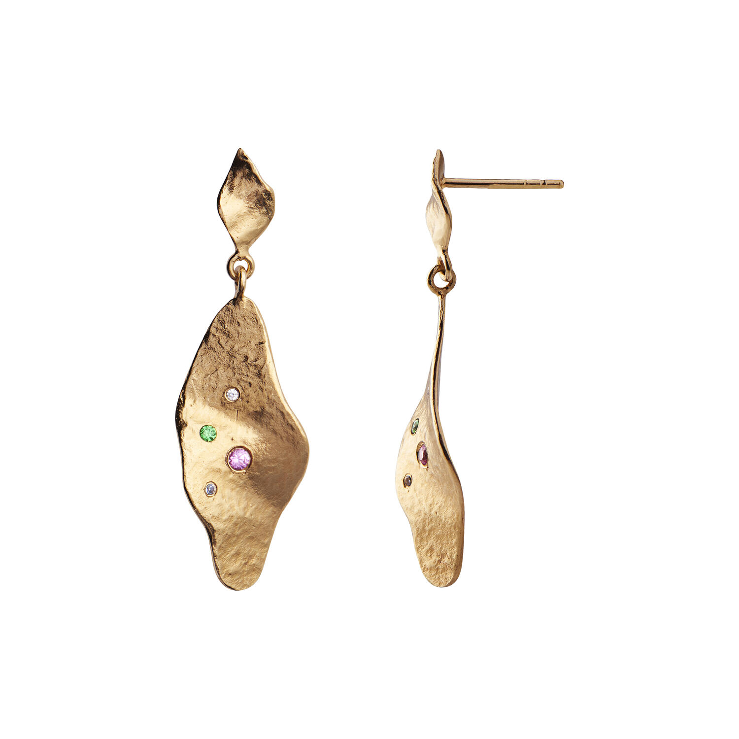 Dangling Ile De L'Amour Earring with Stones Single, gold