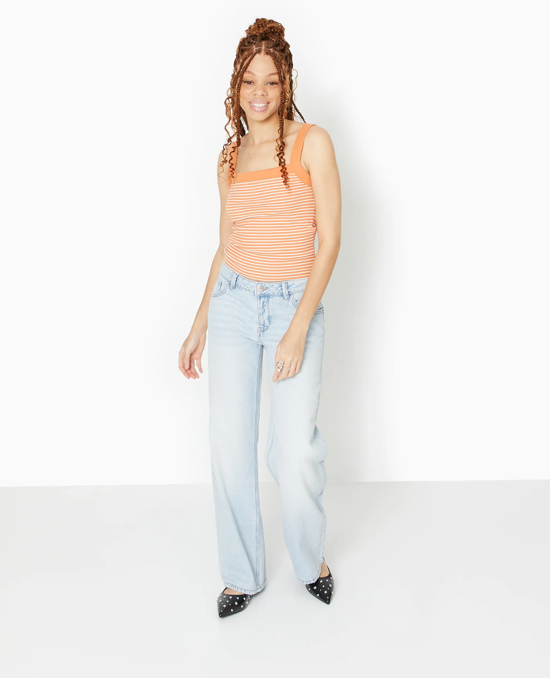 Débardeur en maille côtelée rayée