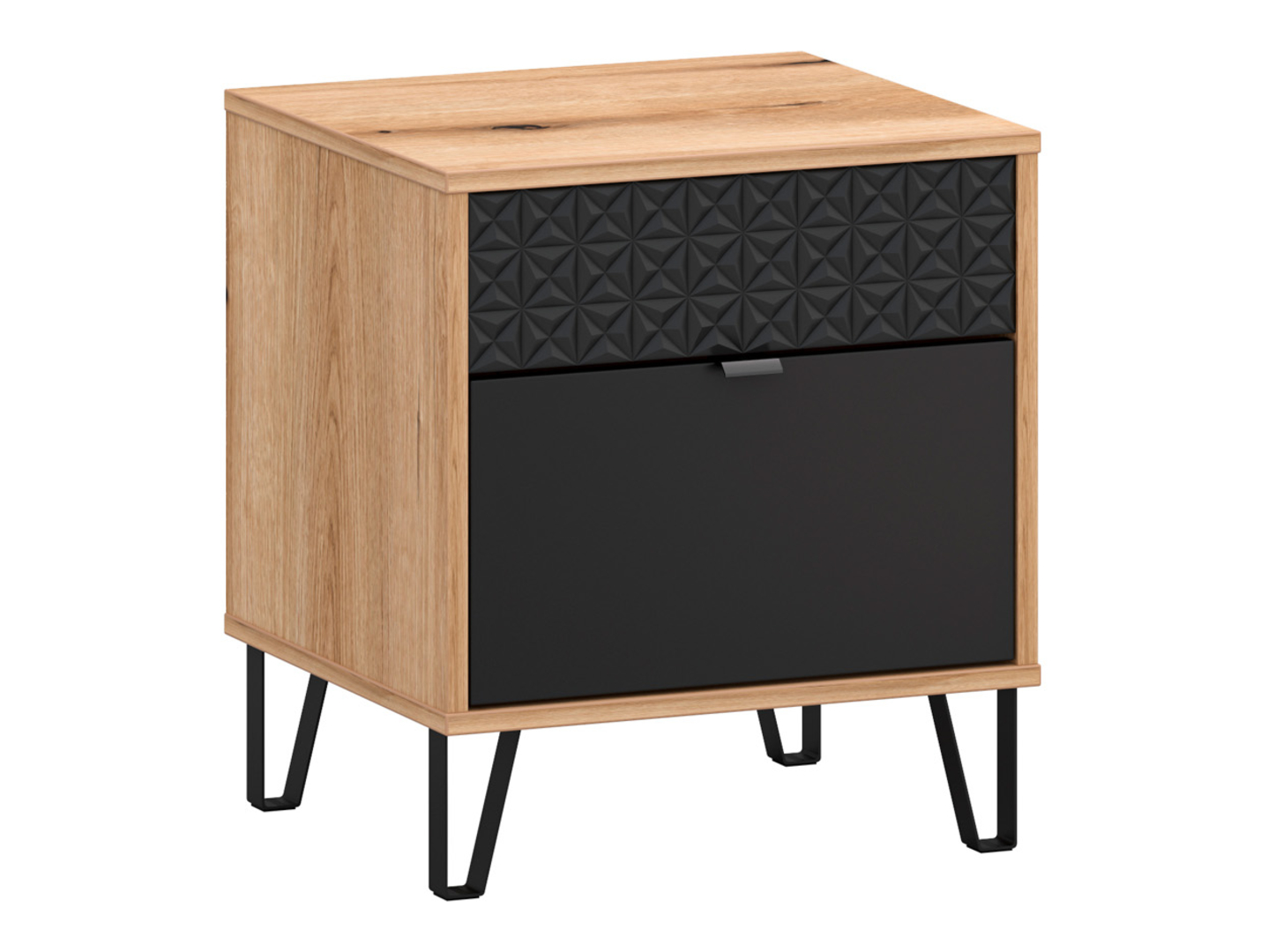 Szafka nocna Bellano 48 cm z szufladą dąb evok/czarny