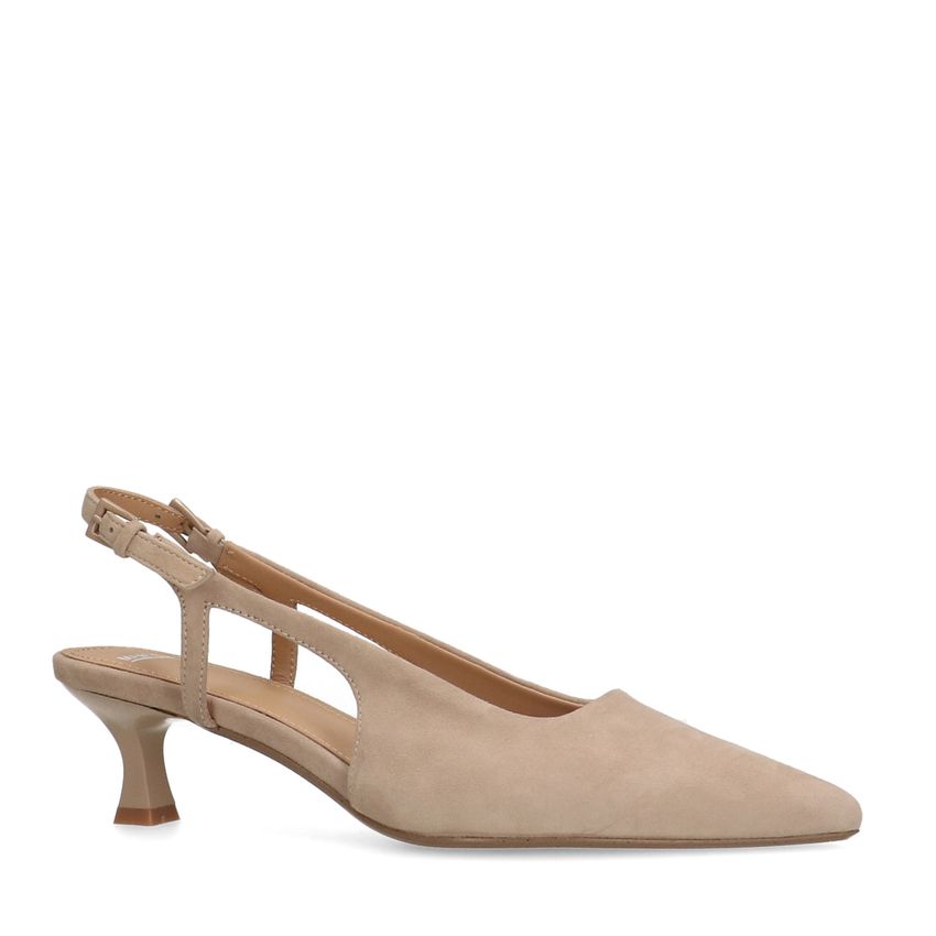 Manfield Beige suède slingback pumps