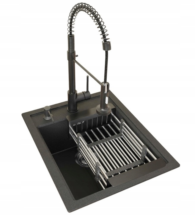 Franke Sirius Sid 610 - 40 czarny onyx kwarc bateria Spiral