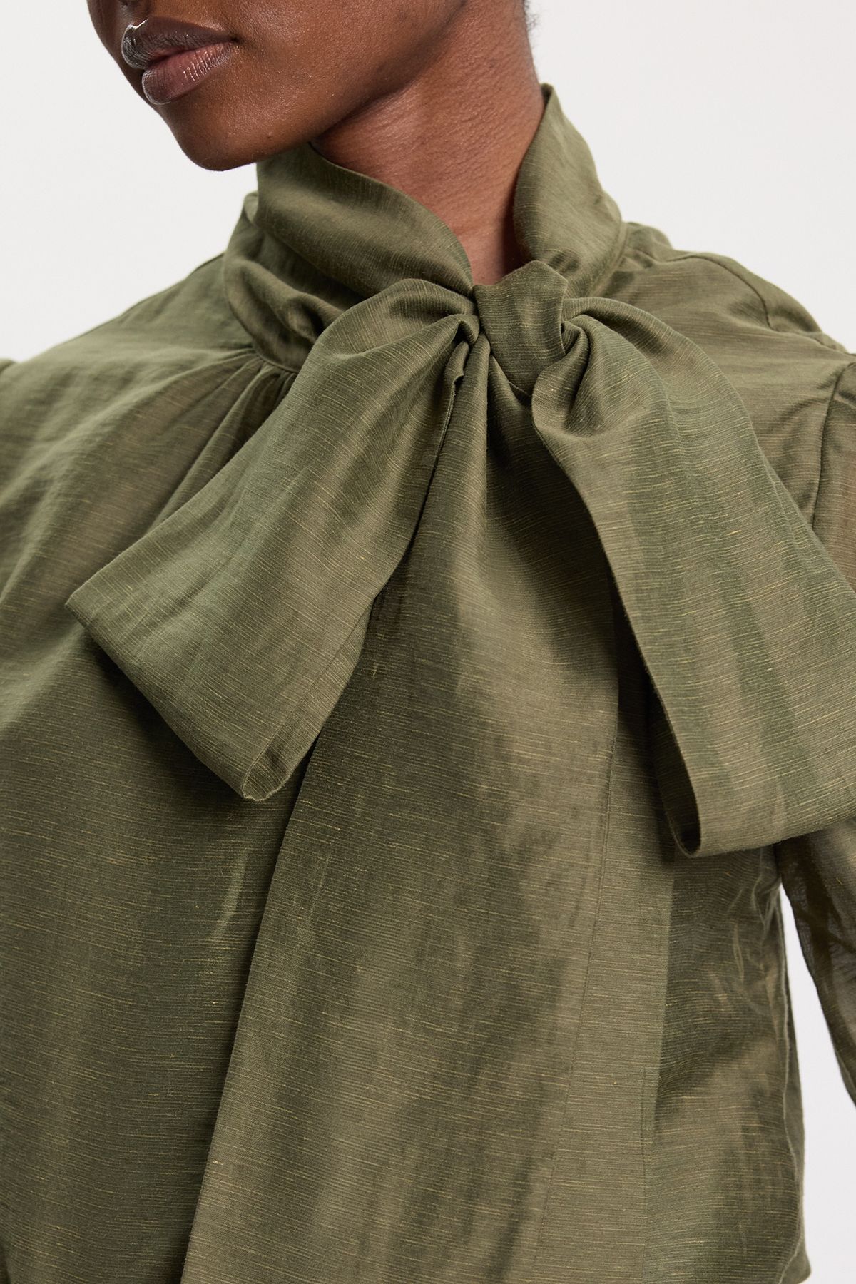 KarenMillen Organdie Woven Pussybow Blouse
