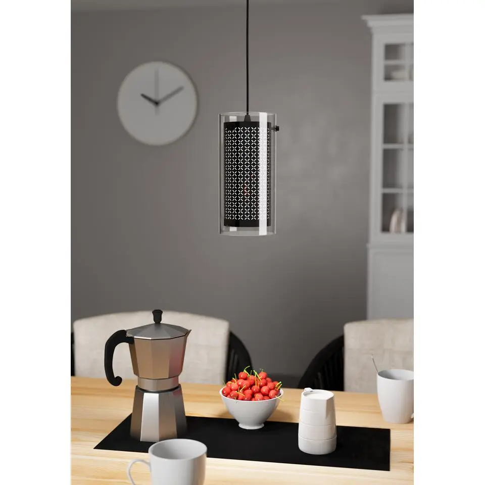 EGLOPintoTextil1Hanglamp-E27-&Oslash;12cm-Zwart