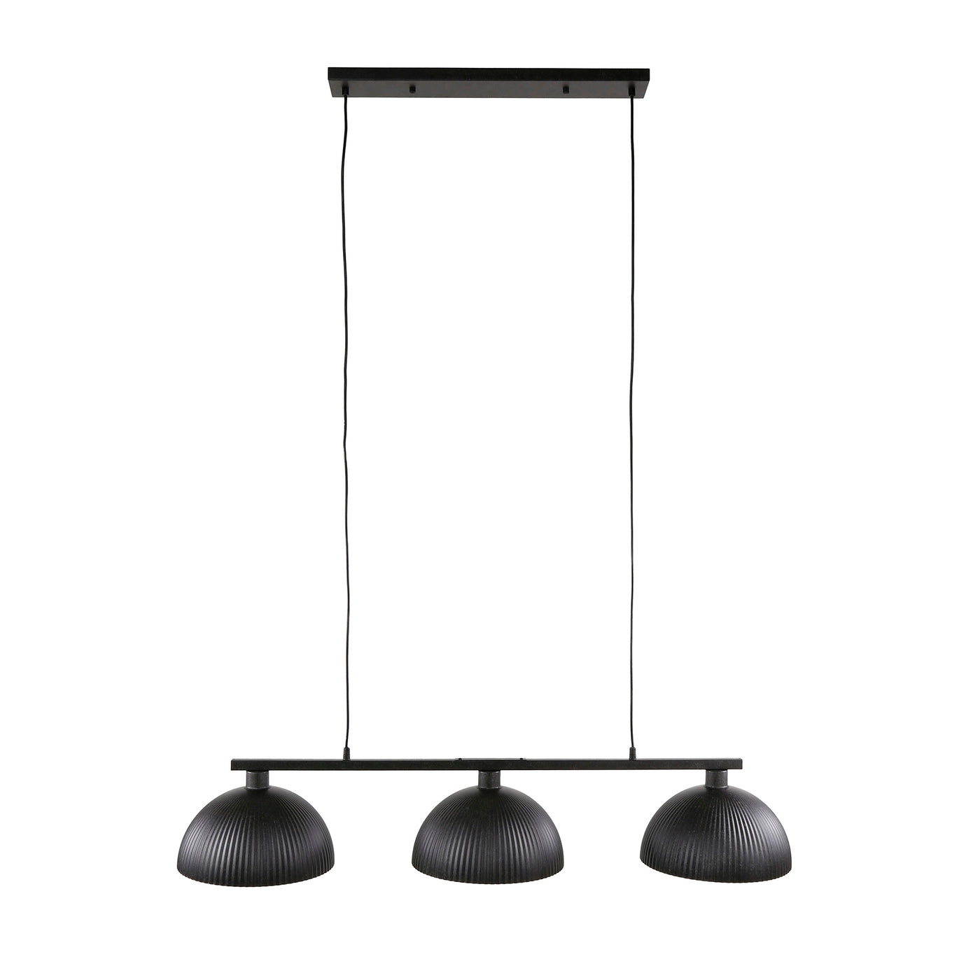Giga Meubel Hanglamp Kap-Ribbel - Zwart Metaal - 3-Lichts - 120x30x150cm