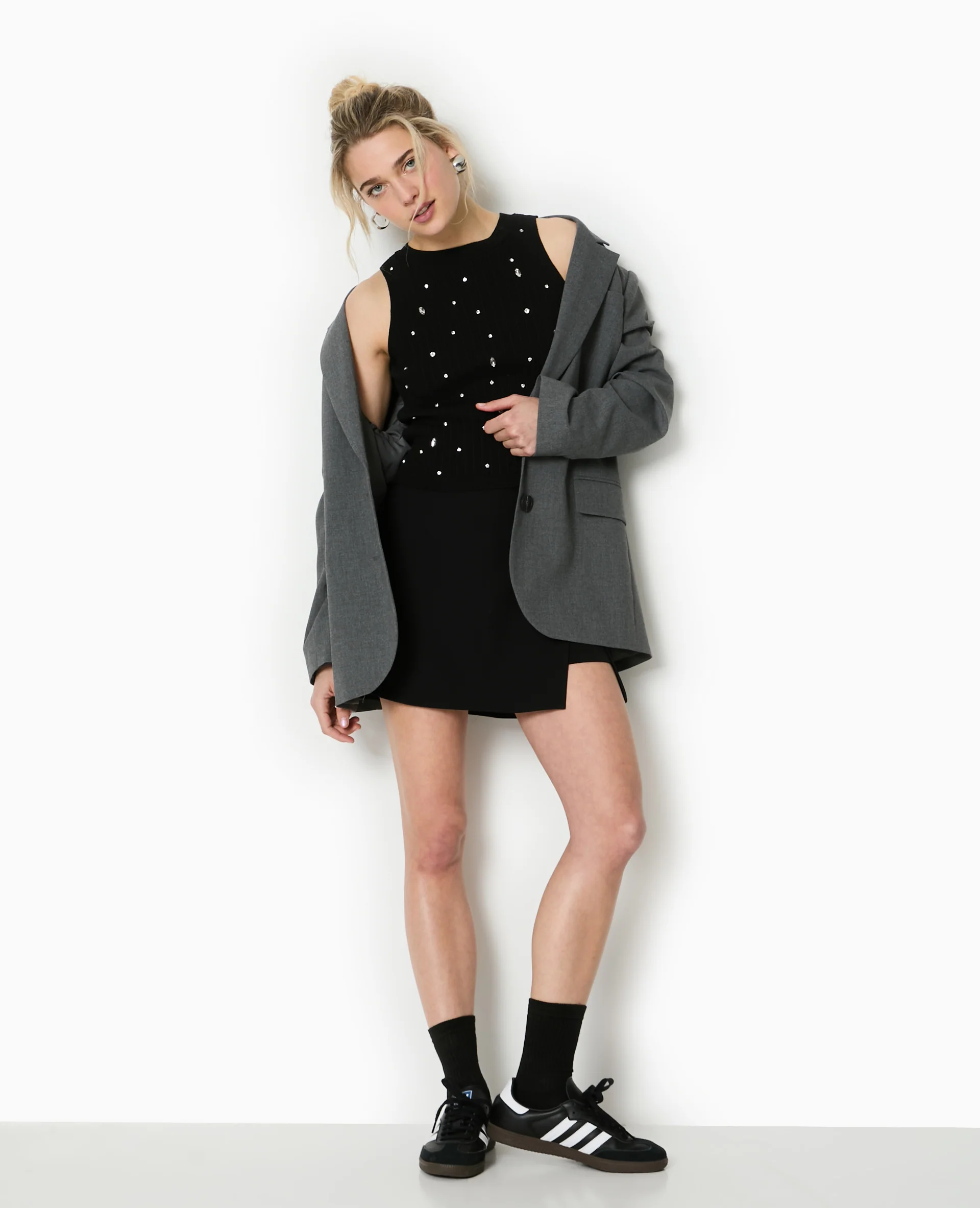 Top sans manches en maille avec strass