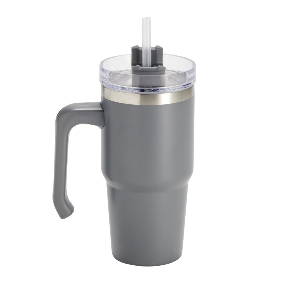 Mug isotherme inox 550ml avec couvercle et paille Ø8,5xH28,5cm