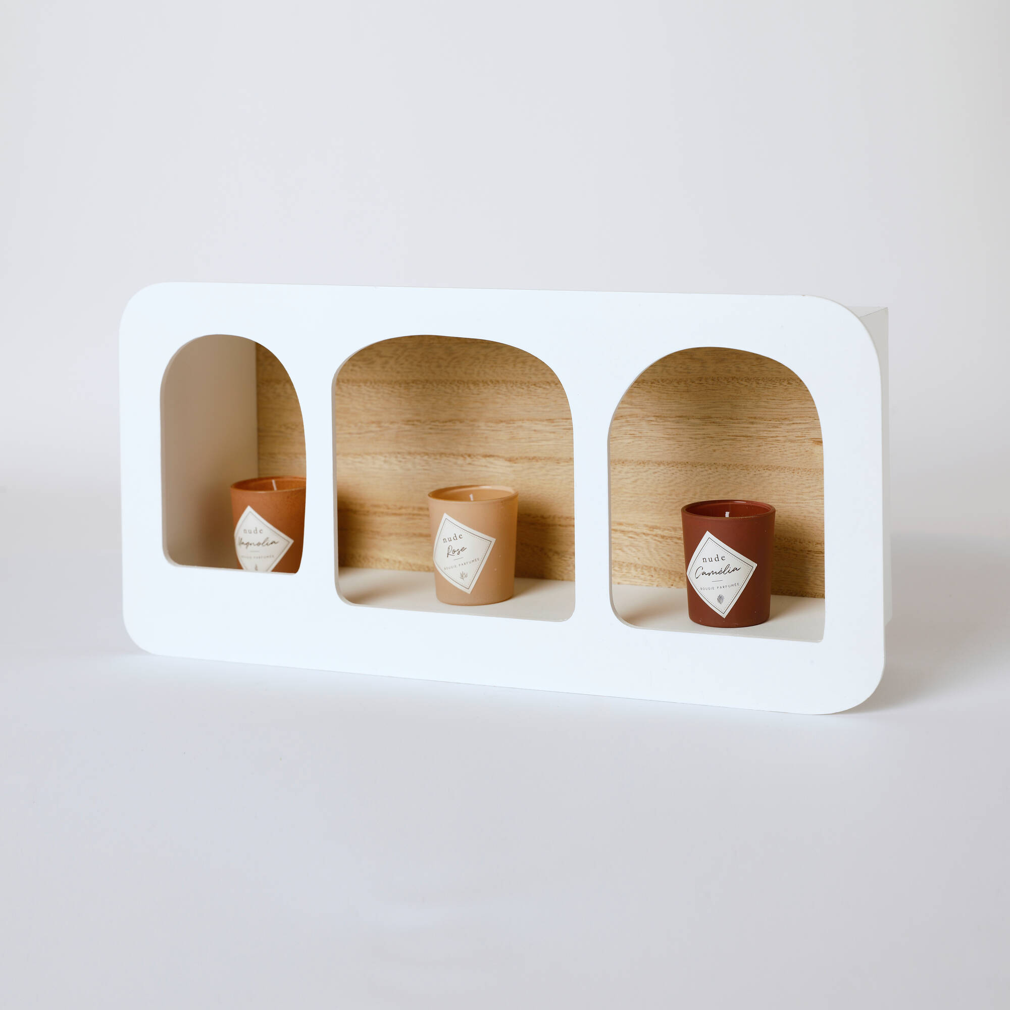 Étagère murale en bois forme arche