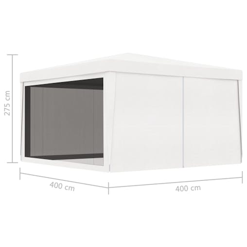 NNEVL Party Tent with 4 Mesh Sidewalls 4x4 m White