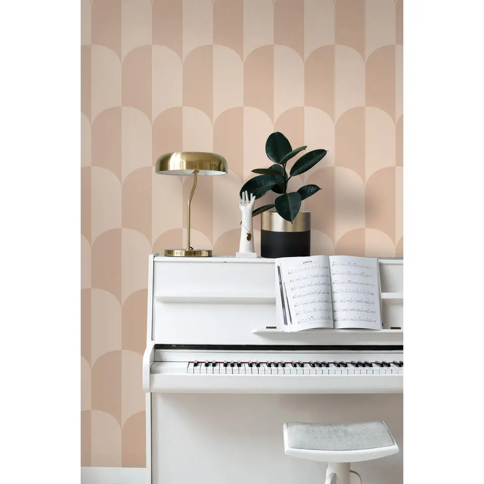 ESTAhome behang art deco bogen poederroze - 50 x 900 cm