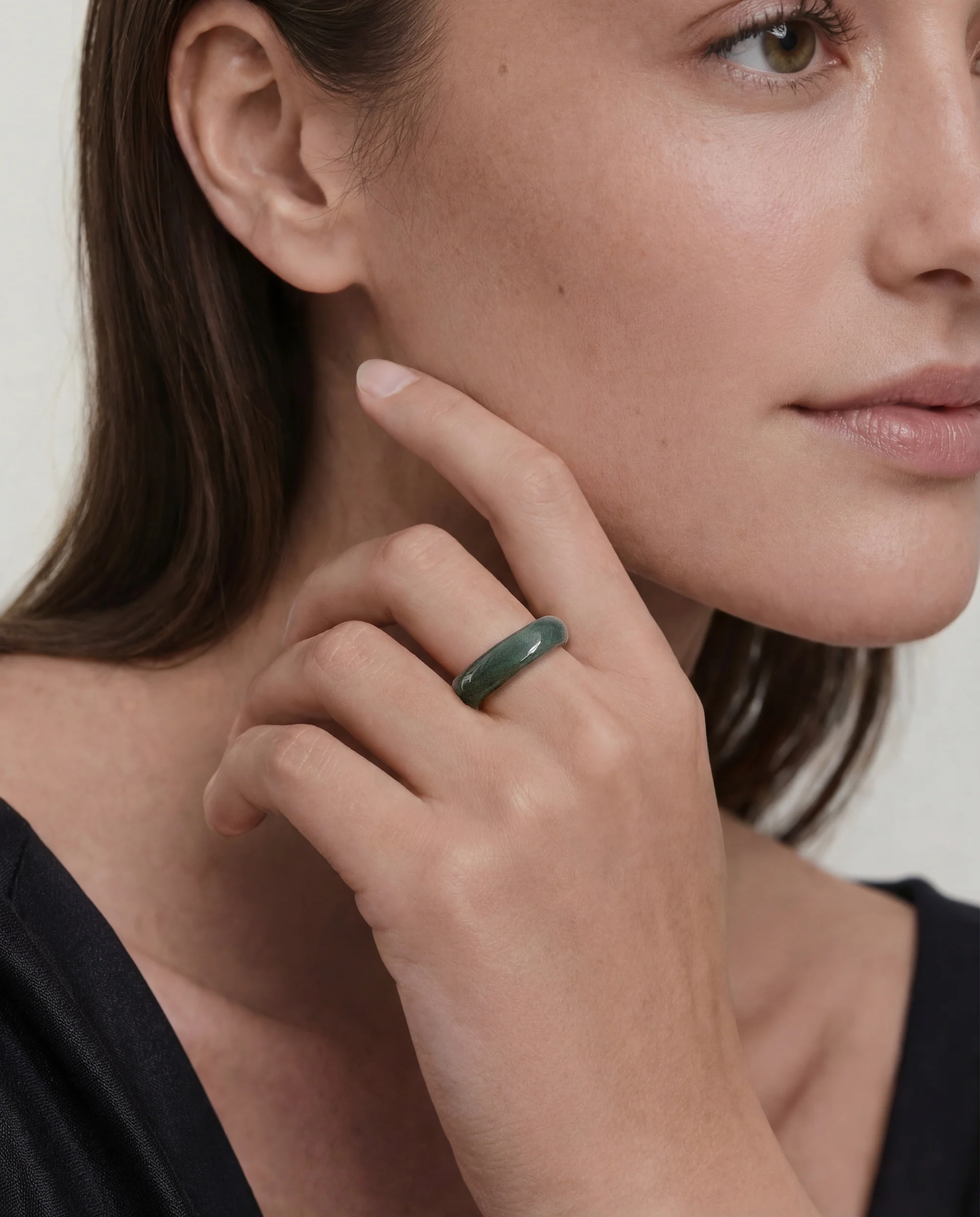 Chess — Light/Dark Cyan Jade Ring in Cyan