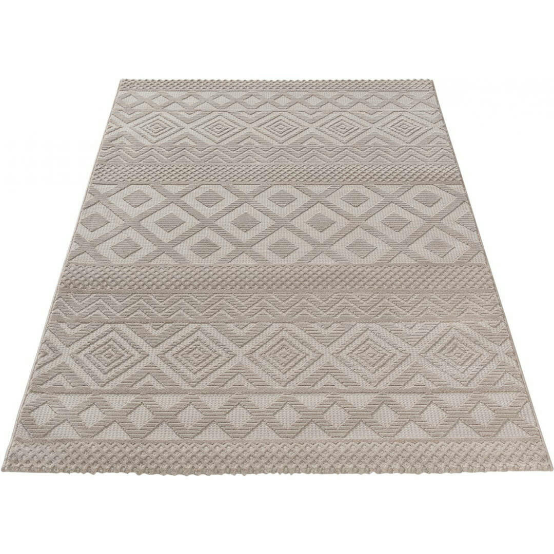 NAMUR - Tapis géométrique design en polyester beige 80x150