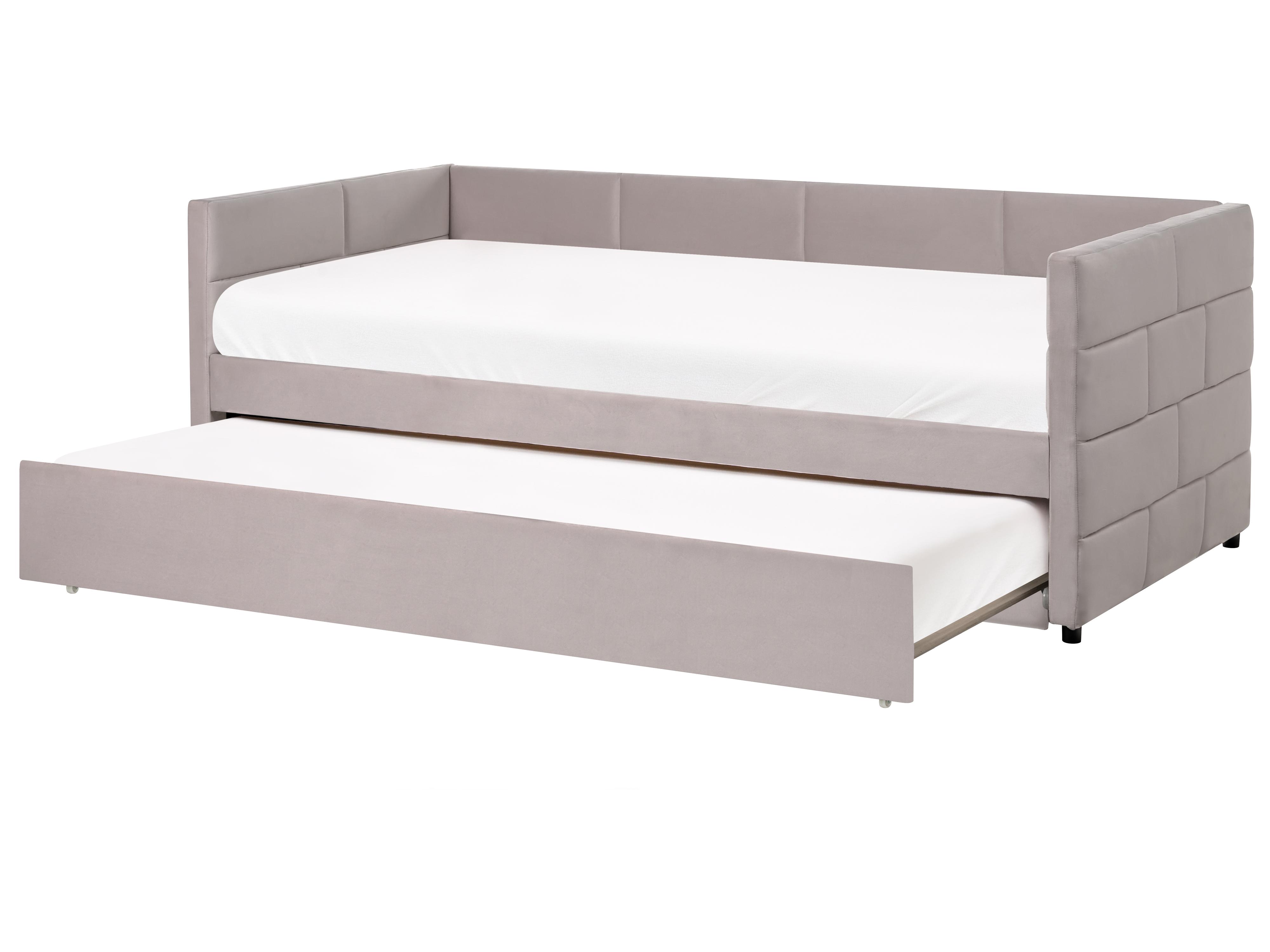 Trundle Bed Velvet CHAVONNE 90 x 200 cm (EU Single) Light Grey