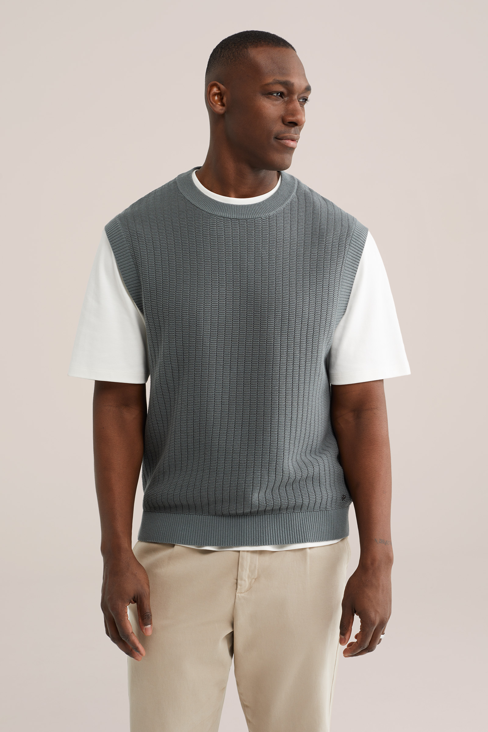 Heren regular fit gebreide spencer