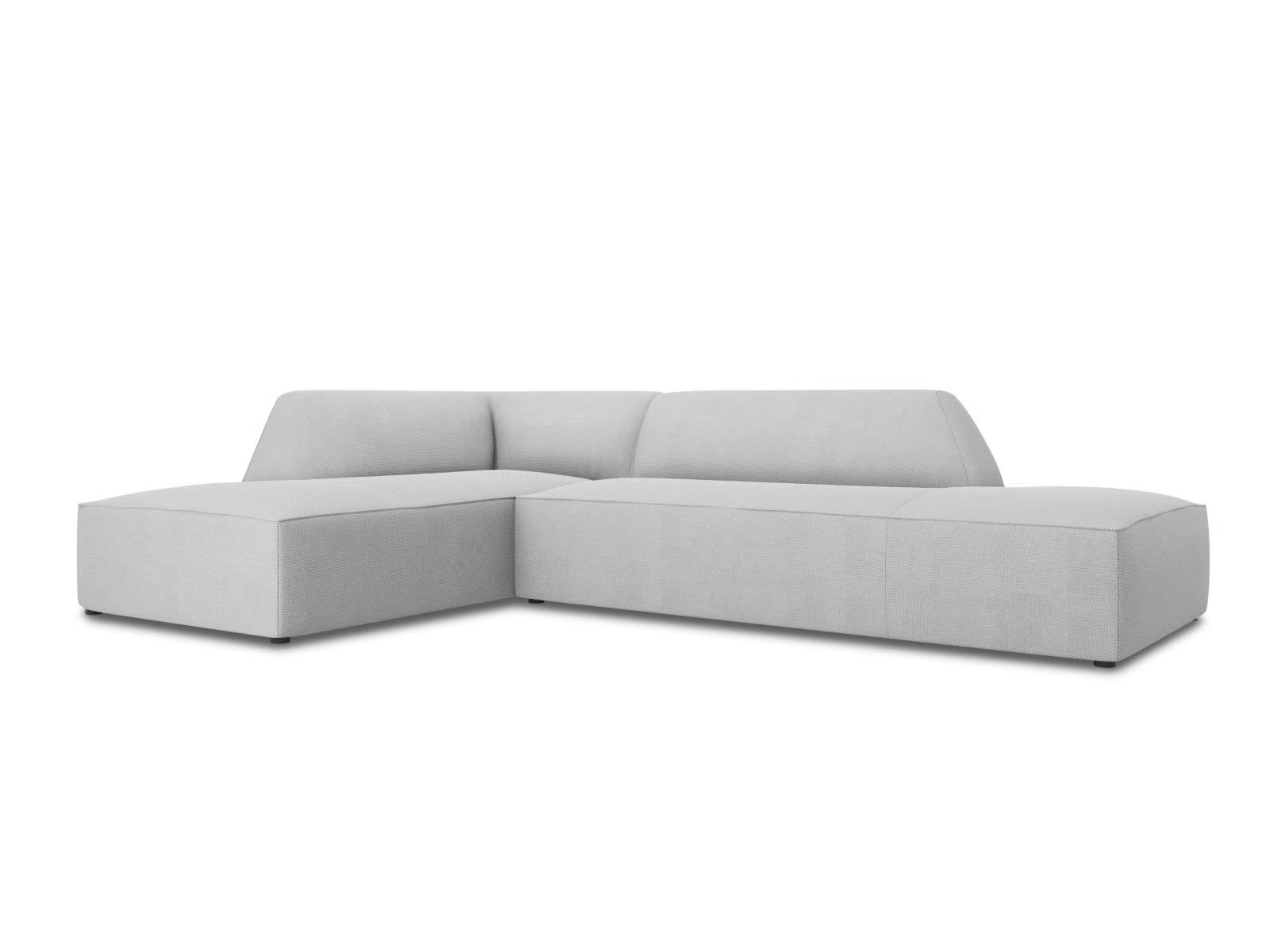 RUBY - Canapé d'angle gauche 4 places en tissu structurel gris clair
