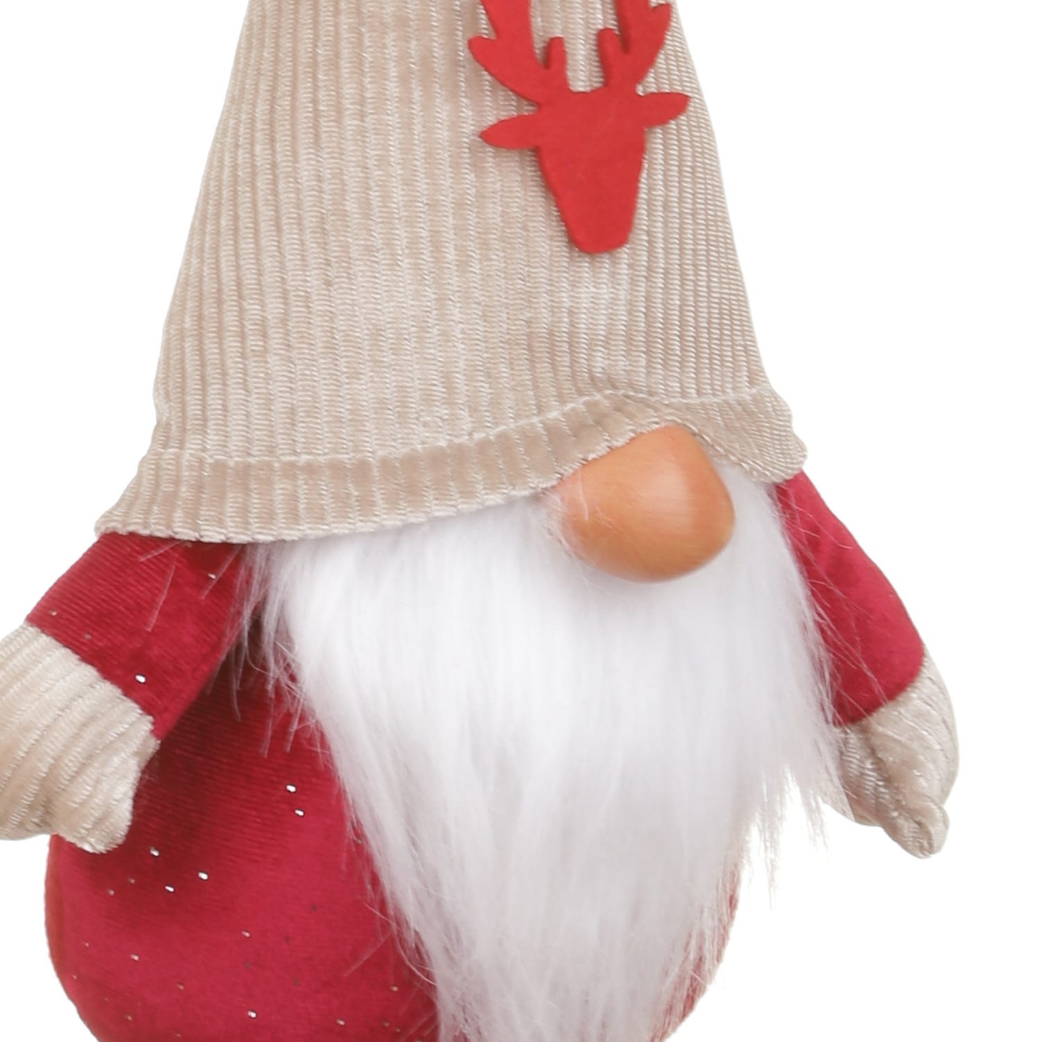 Gnomo natalizio 55 cm gambe molli con cappello in velluto e renna