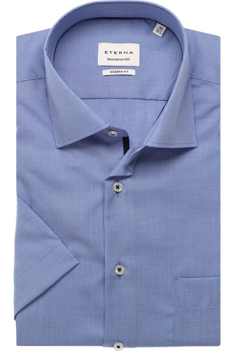 ETERNA Modern Fit Tencel Hemd blau, Strukturiert