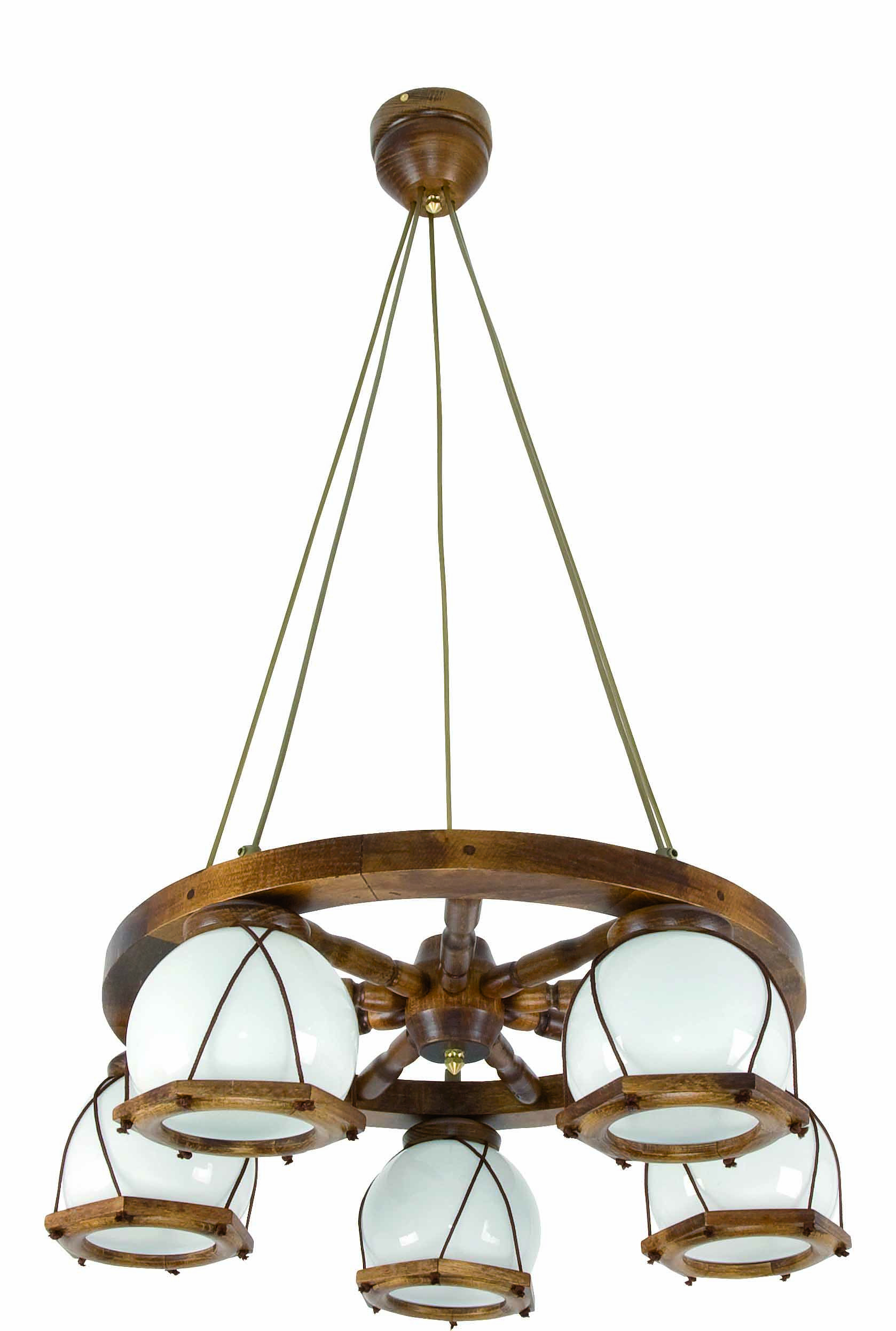 Lampa wisząca sufitowa EDYLIT drewniana rustykalna 5xE27 RETRO 2-020/5