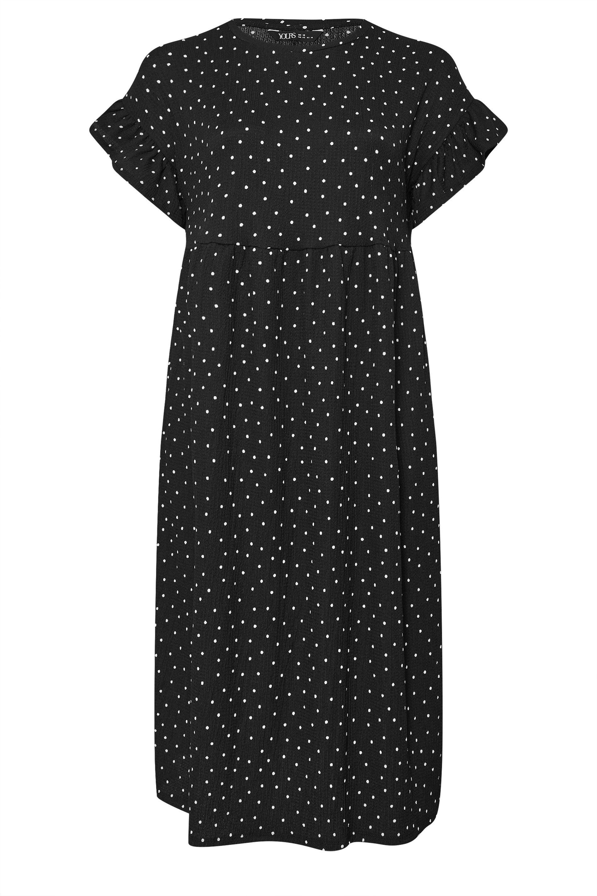 Yours Polka Dot Frill Sleeve Midi Dress