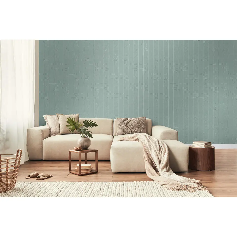 Walls4You behang visgraat-motief mintgroen - 53 cm x 10.05 m