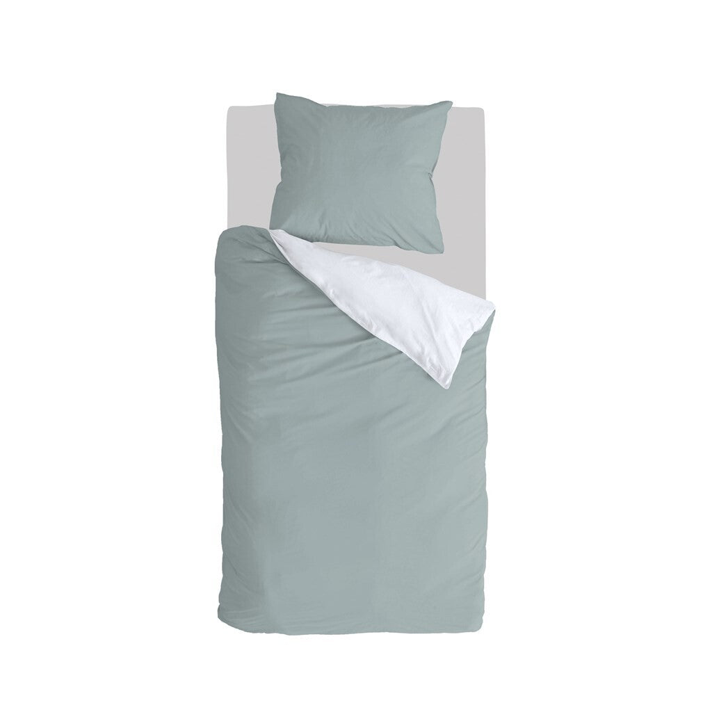 Byrklund - Dekbedovertrek Side Way - 140x220 cm - Jade / Wit