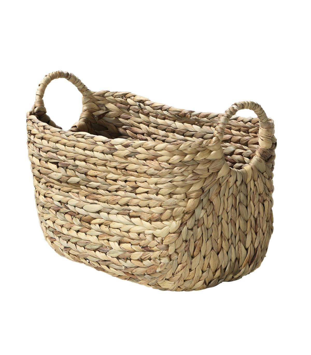 - Panier en Jacinthe d'eau avec poignées - L36xP19xH22 - Beige