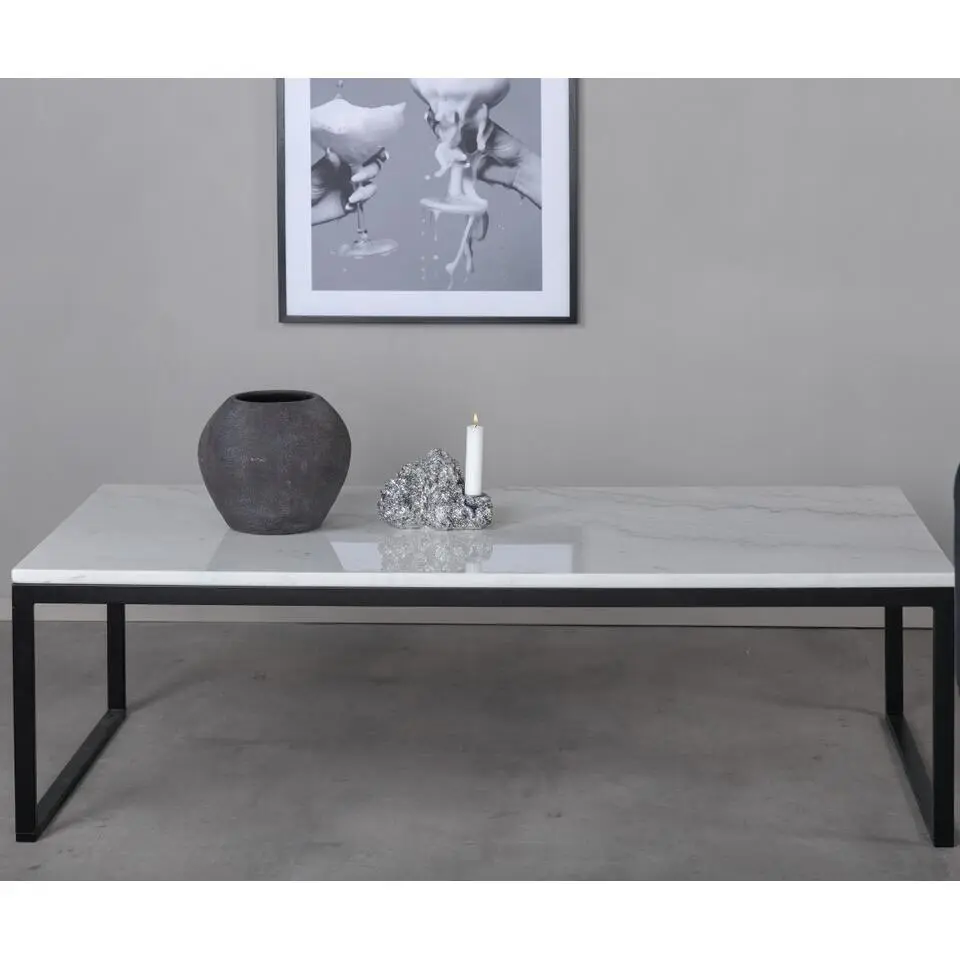 Salontafel Wit Marmer Zwart - 120x60x36cm - Estelle