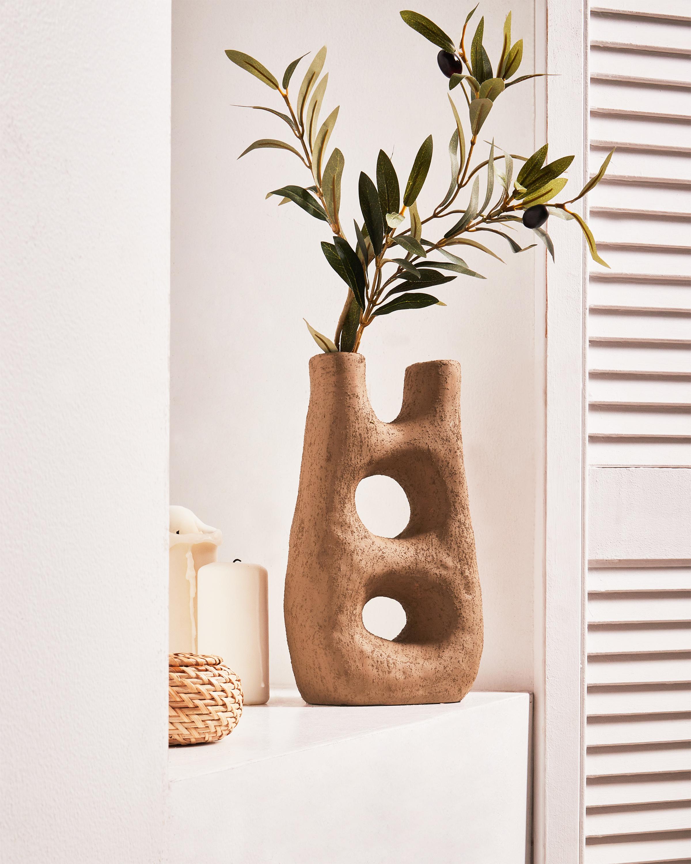 Flower Vase UARU Stoneware 27 cm Brown
