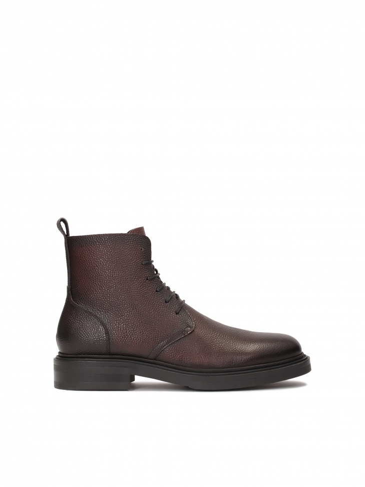 Maroon lace-up pea leather boots