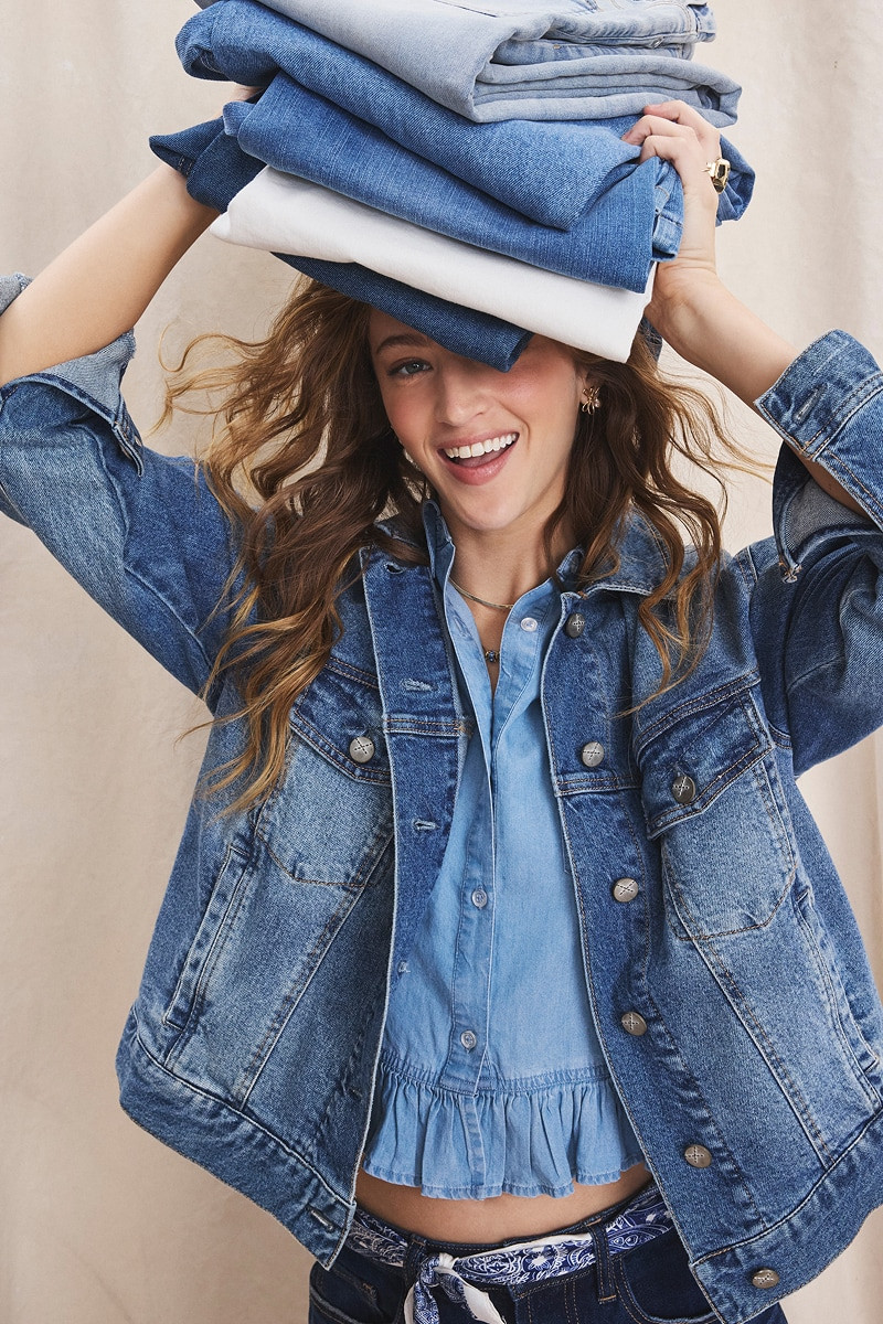 Lacy Button Down Denim Jacket