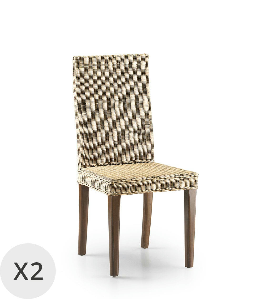 RATTAN - Set de 2 chaises en rotin et bois marron