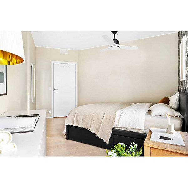 Modulo de KlassFan - Super destratificateur et ventilateur DC 106 cm Gris basalte pales bois blanc Lumièredimmable 15 à 20 m²