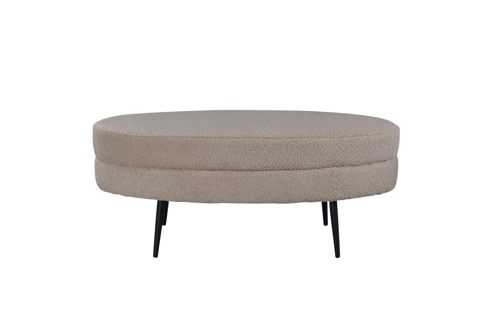 LOSTO - Banc contemporain forme ovale en tissu bouclé beige