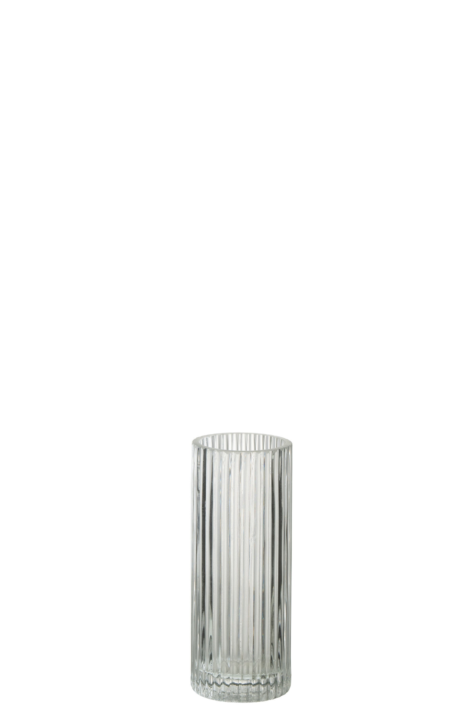 J-Line vaas Cylinder Lijnen - glas - transparant - small - 2 stuks - 20 cm hoog