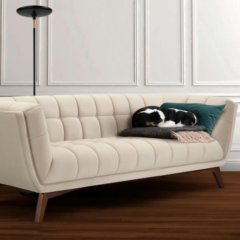 MONA - Canapé 3 places en velours beige