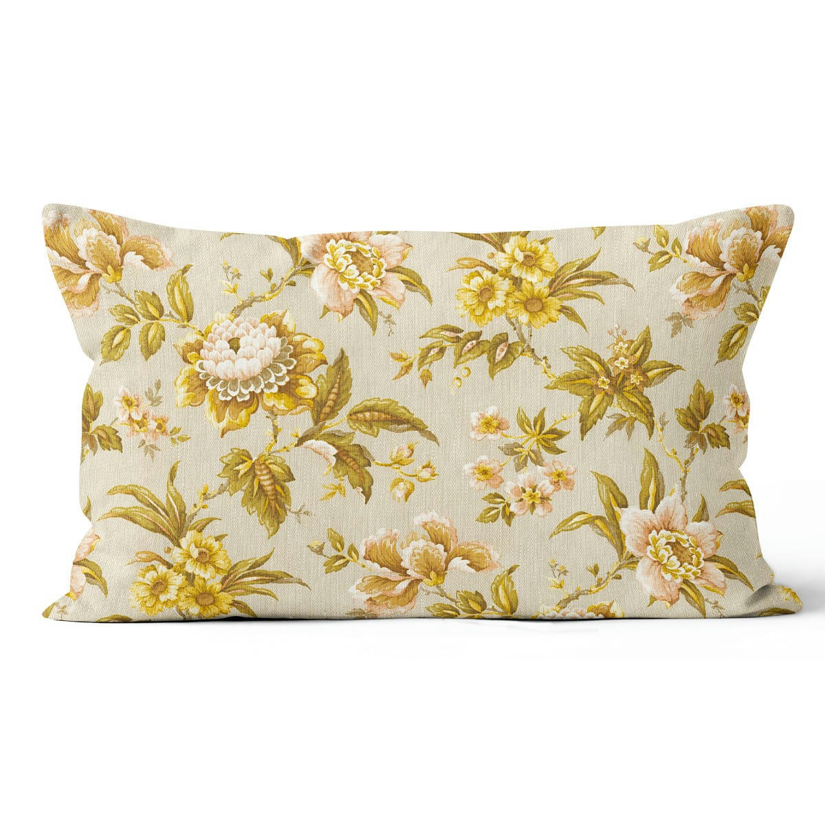 - Coussin floral polyester beige 40x60cm