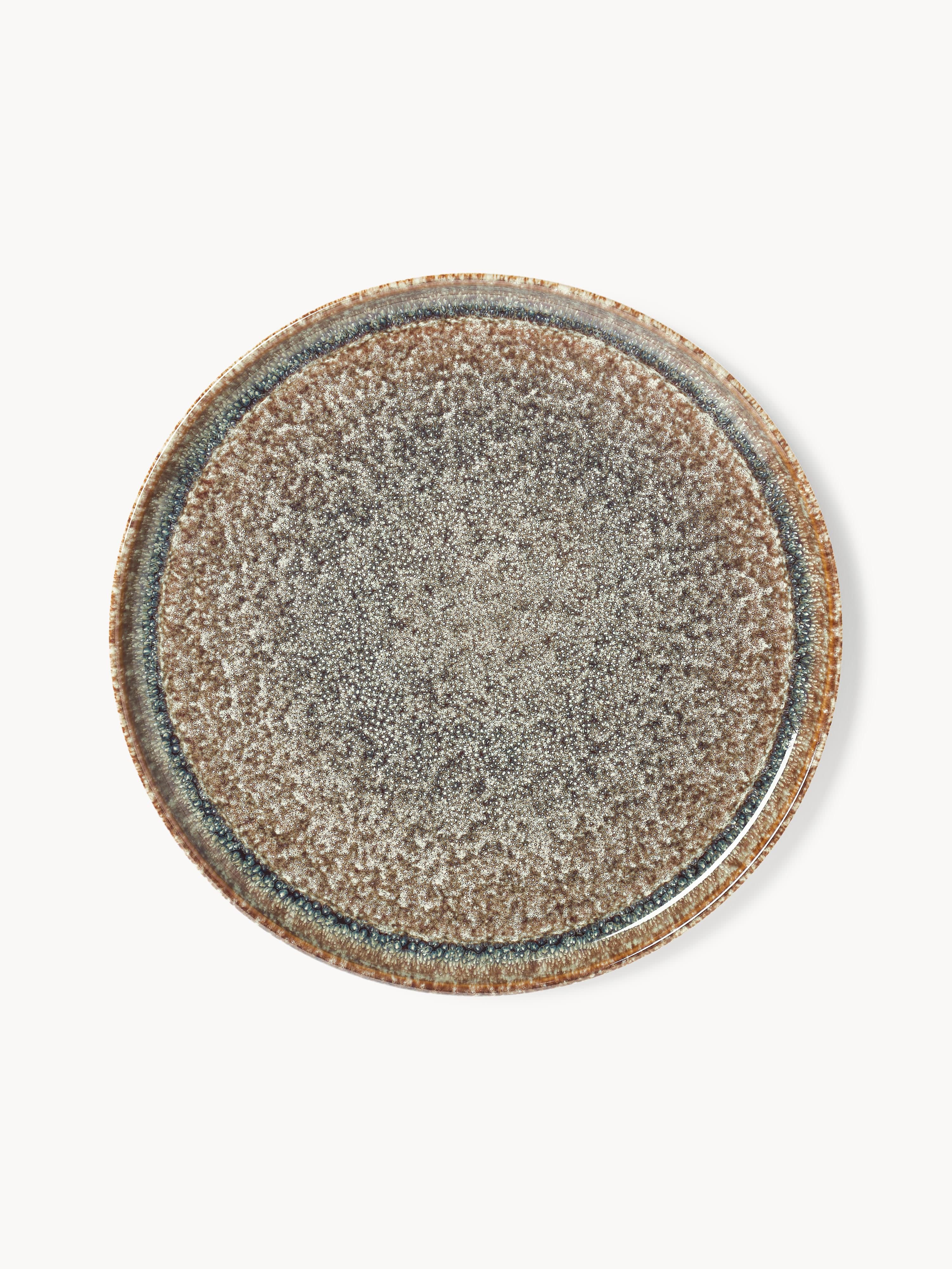 Handgemachte Speiseteller Danza mit reaktiver Glasur, 4er-Set