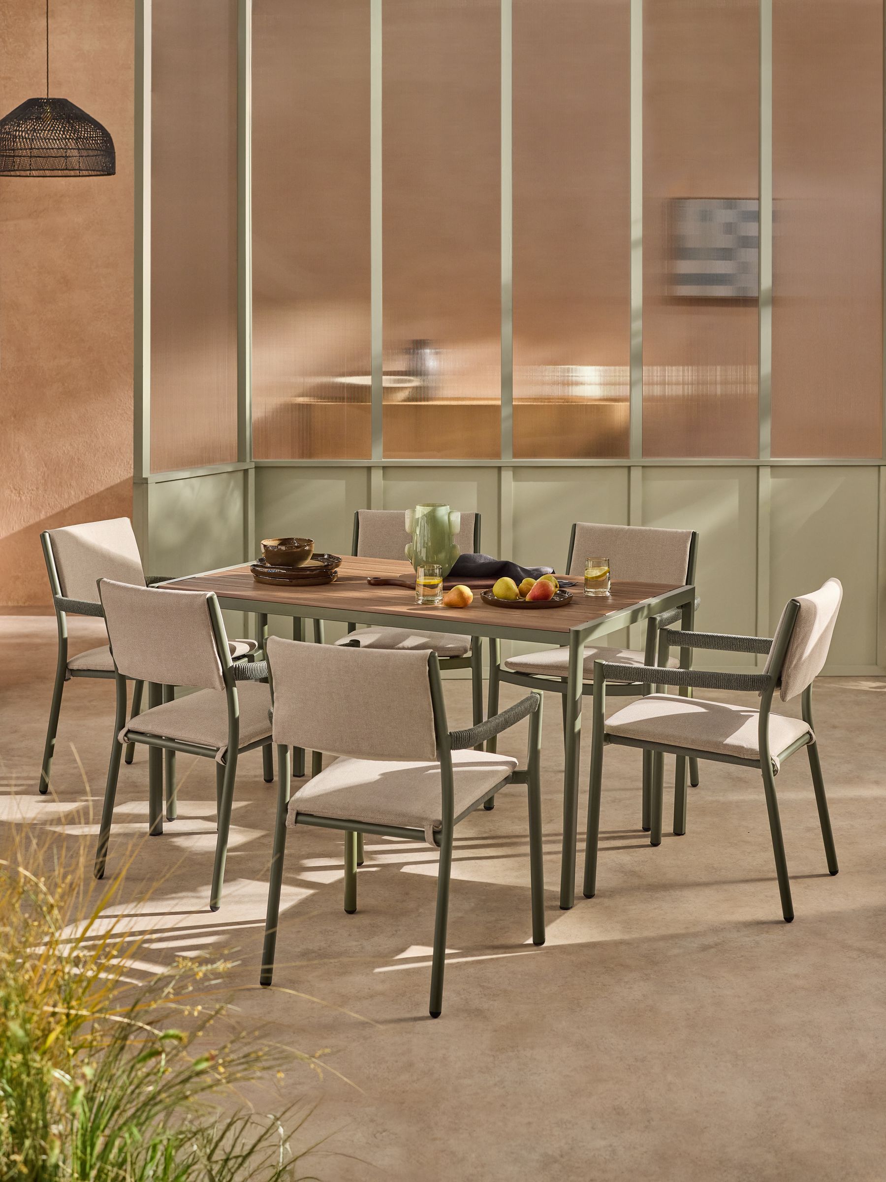 Estelle Garden 6 Seater Dining Set in Green